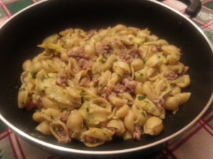 Pasta with Pancetta and Artichokes