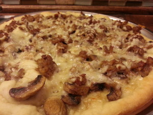 Pizza Mushroom, Sausage and Gruyere